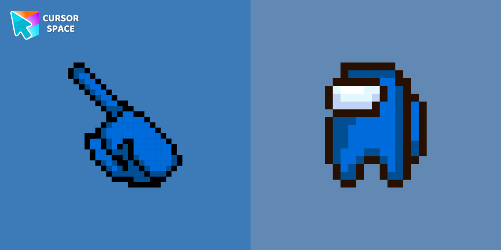 Among Us Blue Character Pixel cursor