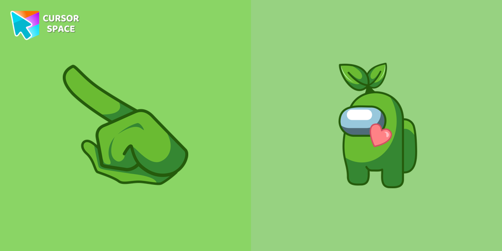 Among Us Green Character With Green Leaf cursor