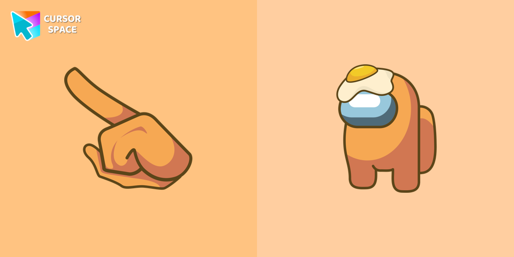 Among Us Orange Character with Egg Hat cursor