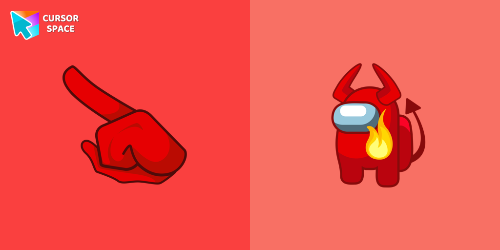 Among Us Red with Devil Horns Character cursor