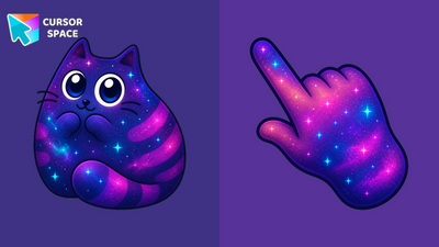 Cosmic Kawaii Grey Cat Animated Cursor