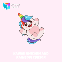 Kawaii Unicorn and Rainbow cursor arrow cursor