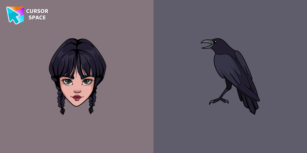 Wednesday Addams and Crow cursor